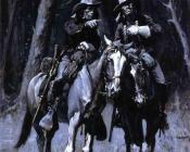 费雷德里克 雷明顿 : Cheyenne Scouts Patrolling the Big Timber of the North Canadian Oklahoma